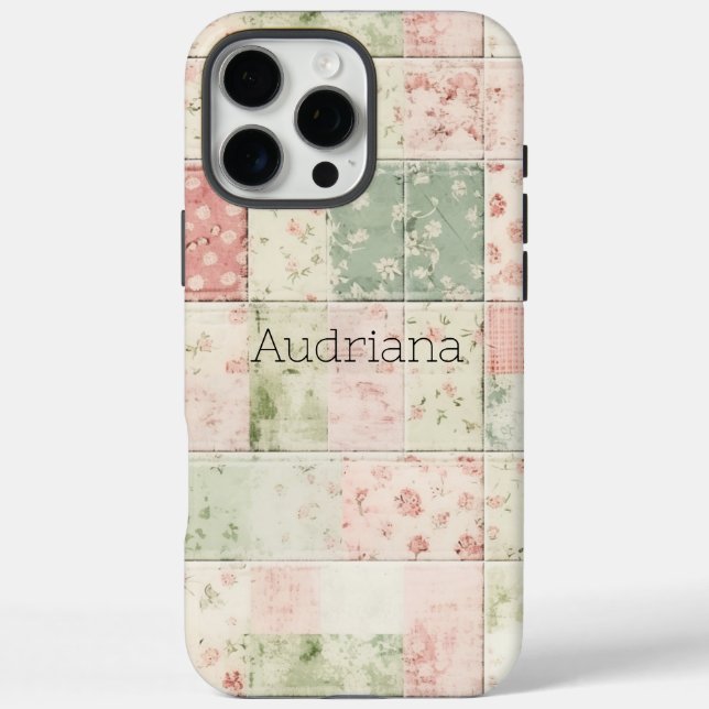 Funda iPhone 16 Pro Max Patrones de colcha florales de menta occidental ro (Reverso)