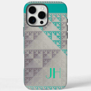 Funda iPhone 16 Pro Max Patrones geométricos y monograma Personalizado