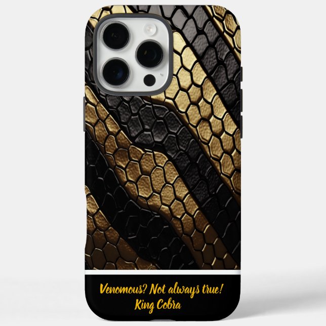 Funda iPhone 16 Pro Max Patrones llamativos de una piel de serpiente negra (Reverso)