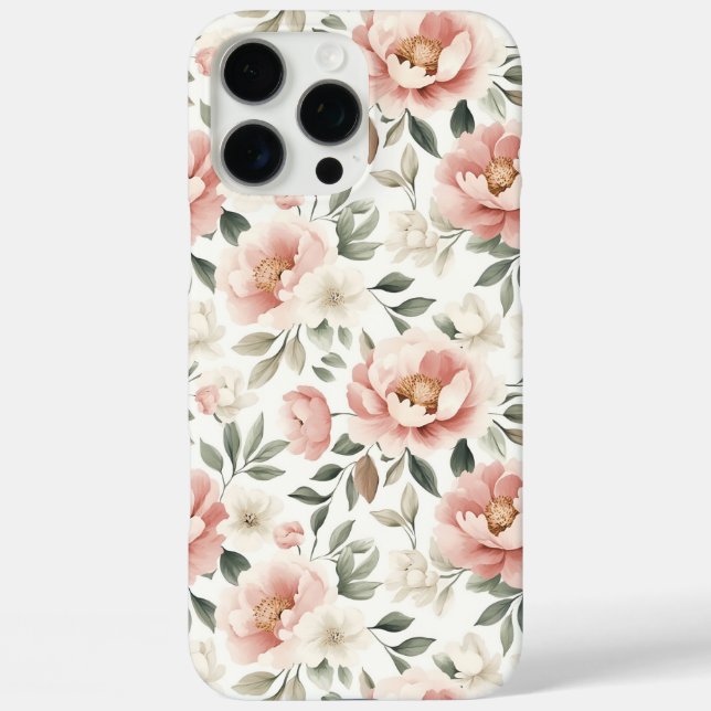 Funda iPhone 16 Pro Max peonías rosadas turbias (Reverso )