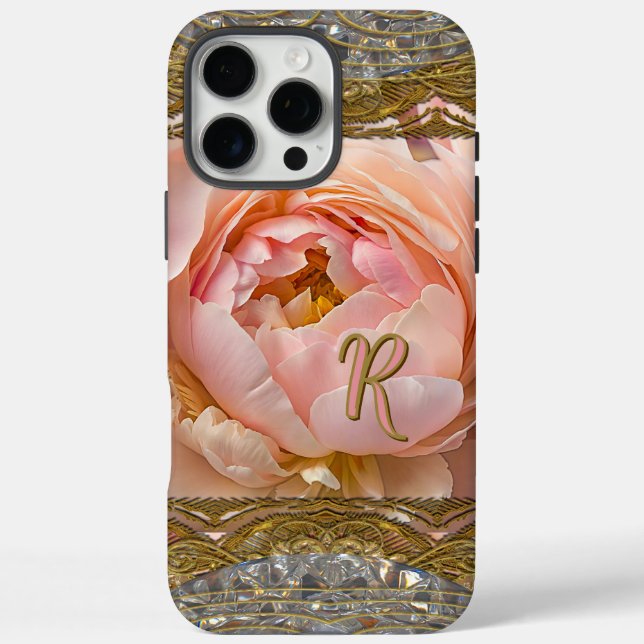 Funda iPhone 16 Pro Max Peony Perfect Pinkish Monogram Elegant (Reverso)