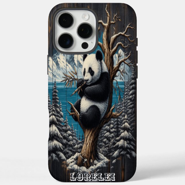 Funda iPhone 16 Pro Max Perca con madera de Panda: Reposición de bambú (Reverso)