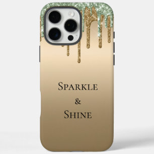 Funda iPhone 16 Pro Max Perforaciones de Purpurina de espuma verde de salv