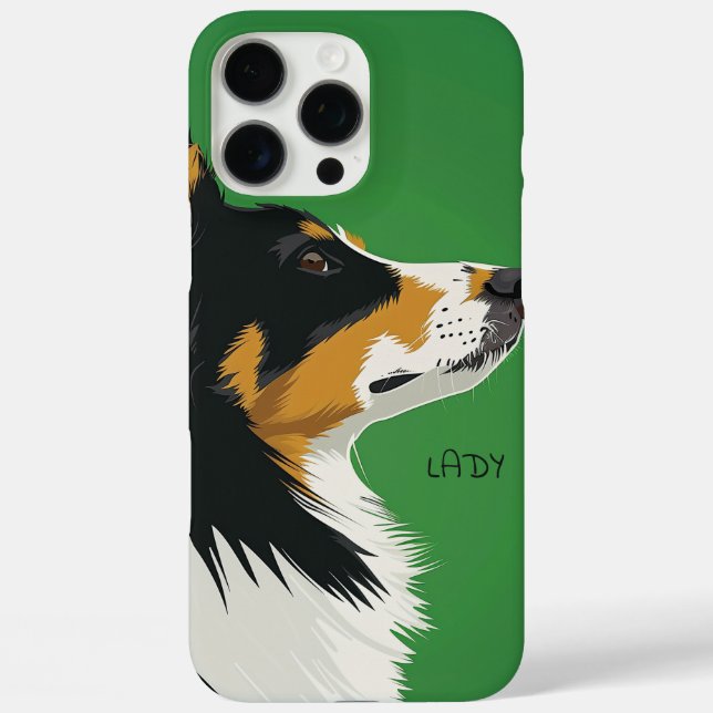 Funda iPhone 16 Pro Max Perro de Collie de borde (Reverso )
