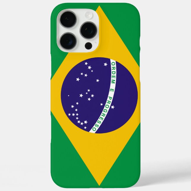 Funda iPhone 16 Pro Max Personalizable de bandera de Brasil (Reverso )