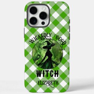 Funda iPhone 16 Pro Max Personalizado Bruja Malvada de Verde Gingham