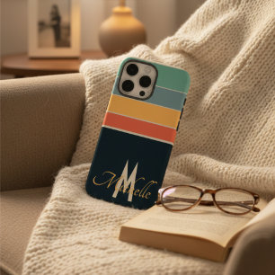 Funda iPhone 16 Pro Max personalizado inicial de estampado vintage de 80 s