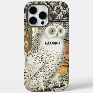 Funda iPhone 16 Pro Max Personalizado Lechuza de Nieve Art Deco Art Nouvea