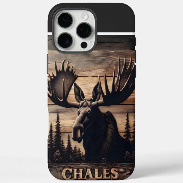 Funda iPhone 16 Pro Max Personalizado Moose Wood Art (Reverso)