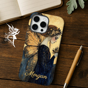 Funda iPhone 16 Pro Max Personalizado Vintage Fairy Navy Gold