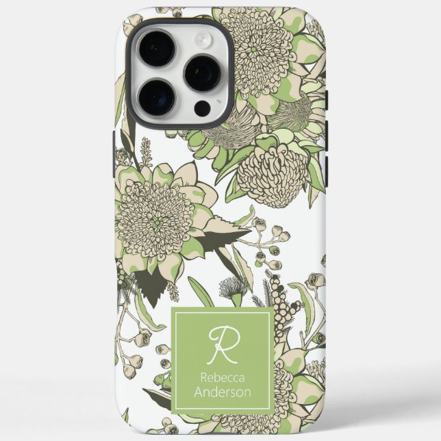 Funda iPhone 16 Pro Max Personalizado Waratah y Gumnut Eucalyptus (Reverso)