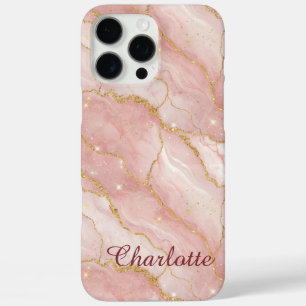 Funda iPhone 16 Pro Max Personalized Modern Rose Quartz Marble Gold