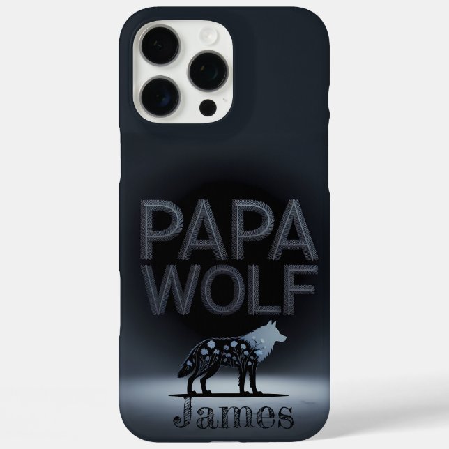 Funda iPhone 16 Pro Max Personalized Papa Wolf Nature Silhouette (Reverso )