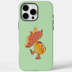 Funda iPhone 16 Pro Max Pez dorado caprichoso arte popular Fantasía boho