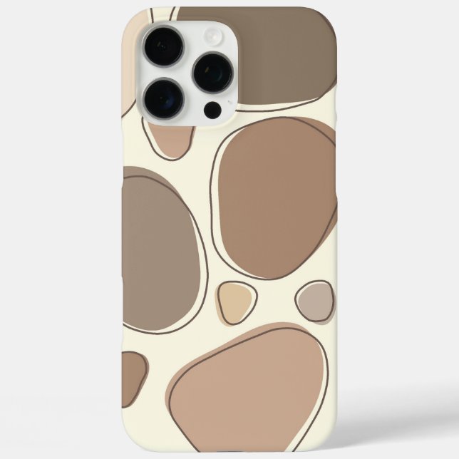 Funda iPhone 16 Pro Max Piedras abstractas de crema moderna y marrón (Reverso )