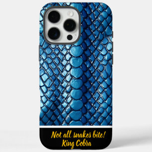 Funda iPhone 16 Pro Max Piel de serpiente azul brillante en luz suave