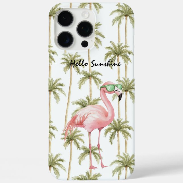Funda iPhone 16 Pro Max Pink Flamingo Palm Trees (Reverso )