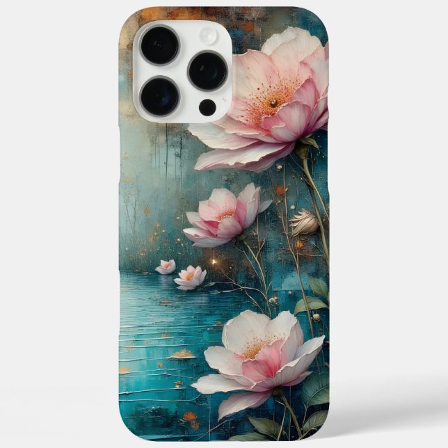 Funda iPhone 16 Pro Max pink roses and water (Reverso )