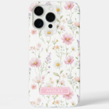 Pink Wildflower Garden Monogrammed