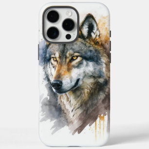 Funda iPhone 16 Pro Max Pintura de color de agua de lobo