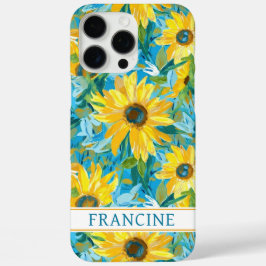 Funda iPhone 16 Pro Max Pintura de girasoles monogramada
