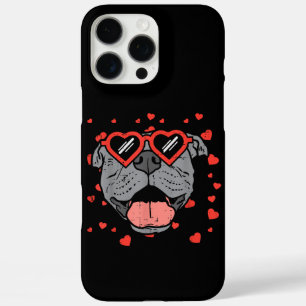 Funda iPhone 16 Pro Max Pitbull Face Glasses Día de San Valentín Mascota P