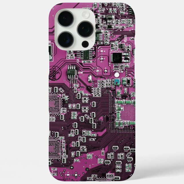 Funda iPhone 16 Pro Max Placa de circuito púrpura del conjunto del circuit (Reverso )