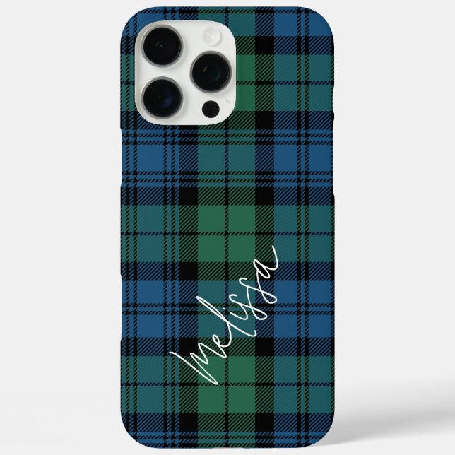 Funda iPhone 16 Pro Max Plaid Green Rustic Campbell Tartán (Reverso )