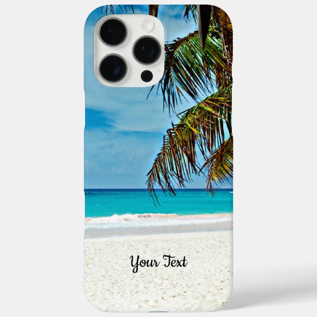 Funda iPhone 16 Pro Max Plantilla de paraíso tropical, personalizable, (Reverso )