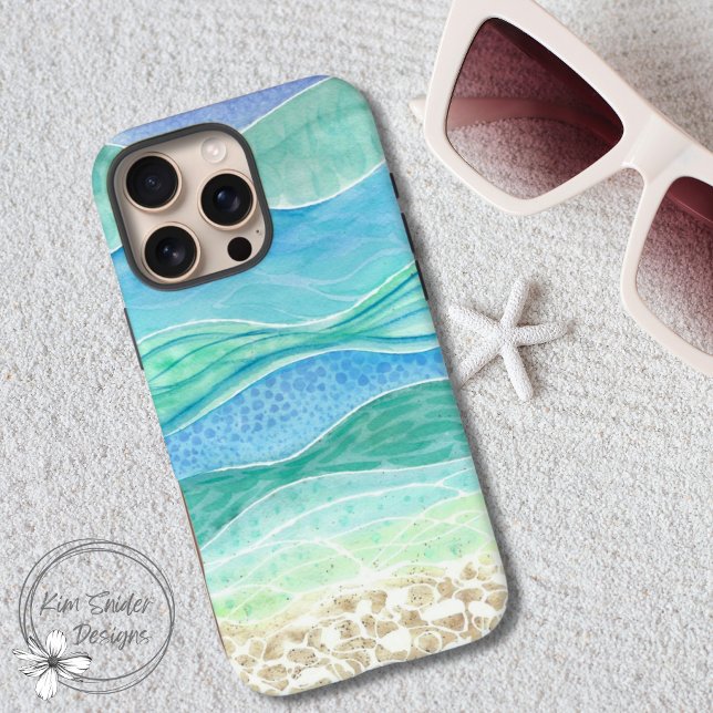 Funda iPhone 16 Pro Max Playa abstracta en acuarela (Subido por el creador)