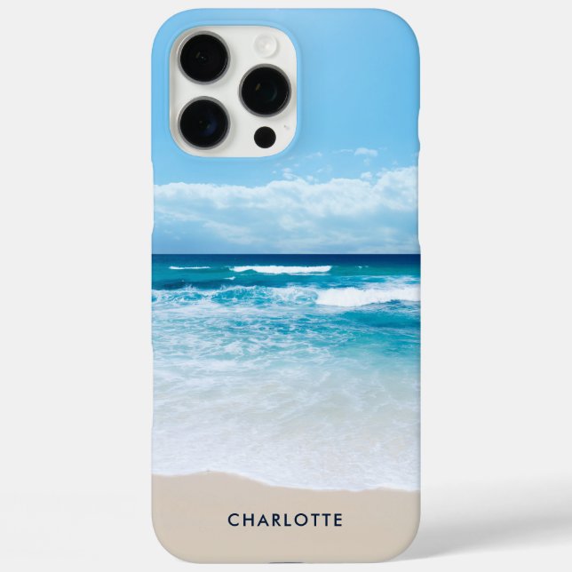 Funda iPhone 16 Pro Max Playa de arena tropical moderna (Reverso )
