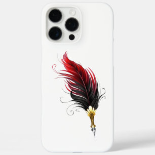 Funda iPhone 16 Pro Max Pluma de plumas rojas con nido de oro