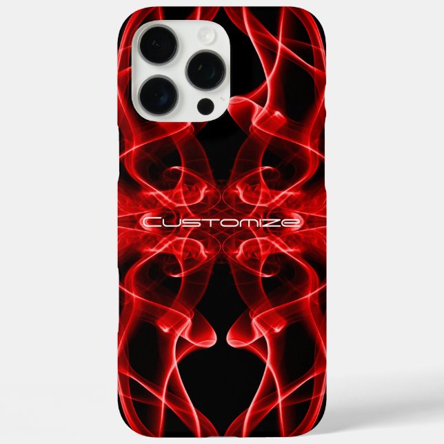 Funda iPhone 16 Pro Max Plumas de Personalizado de Humo Rojo en Negro (Reverso )