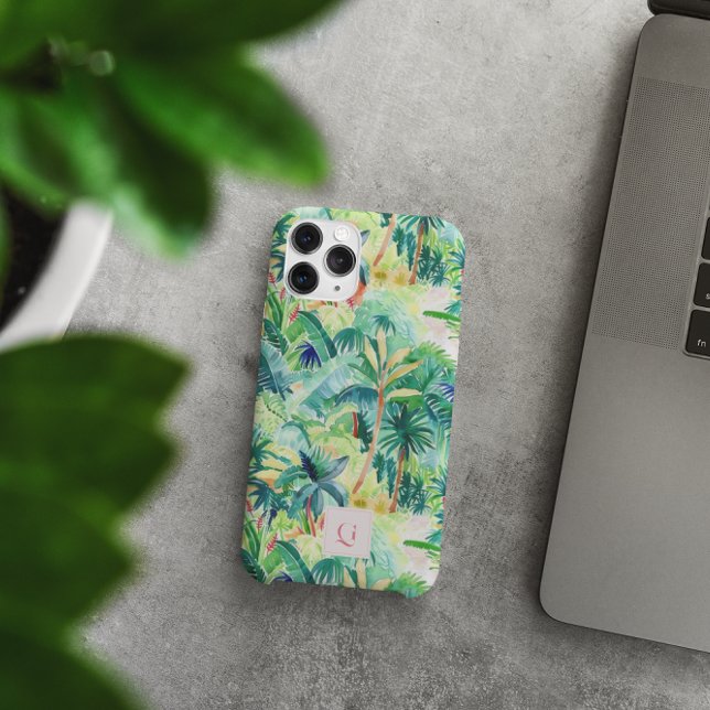 Funda iPhone 16 Pro Max Preciosas Palmas Verdor | Monograma Inicial  (Subido por el creador)