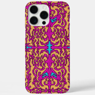 Funda iPhone 16 Pro Max Psicodelic Neon Pink Baroque FlouriPattern