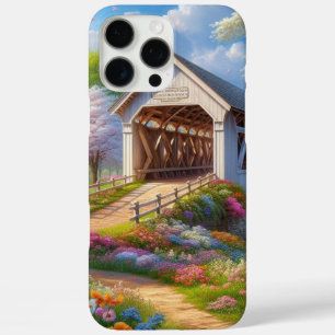 Funda iPhone 16 Pro Max Puente y río colorido cubierto de primavera/floral