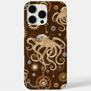 Funda iPhone 16 Pro Max Pulpo Steampunk Retro Fantasía Mecánica