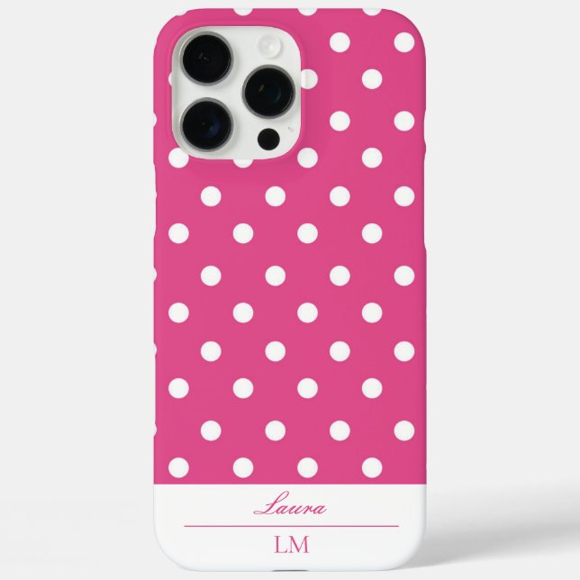 Funda iPhone 16 Pro Max Punto de Polka Rosa Girona (Reverso )