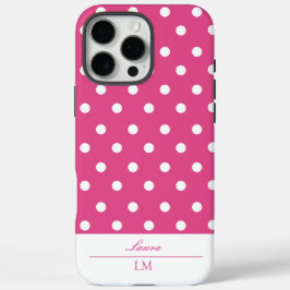 Funda iPhone 16 Pro Max Punto de polka rosa vintage