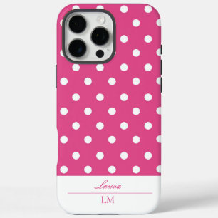 Funda iPhone 16 Pro Max Punto de polka rosa vintage