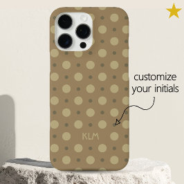 Funda iPhone 16 Pro Max Puntos grises beige sofisticados con iniciales de 