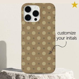 Funda iPhone 16 Pro Max Puntos grises beige sofisticados con iniciales de 