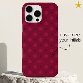 Funda iPhone 16 Pro Max Puntos rosados fucsia clásicos con iniciales perso