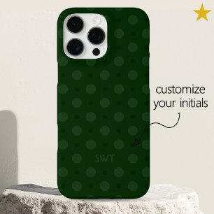Funda iPhone 16 Pro Max Puntos verdes clásicos iniciales de nombre persona