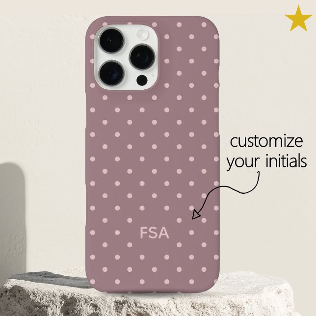 Funda iPhone 16 Pro Max Purple Pink Custom Monogram Micro Polka Dots (Subido por el creador)