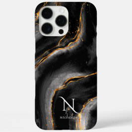Funda iPhone 16 Pro Max Purpurina de oro nocturno oscuro Personalizable de
