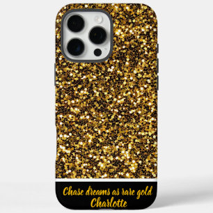 Funda iPhone 16 Pro Max Purpurina dorado brillante