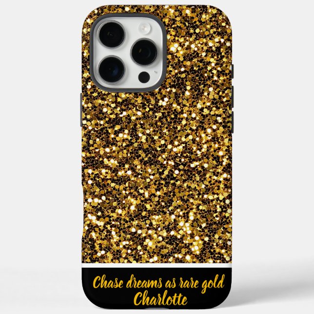 Funda iPhone 16 Pro Max Purpurina dorado brillante (Reverso)