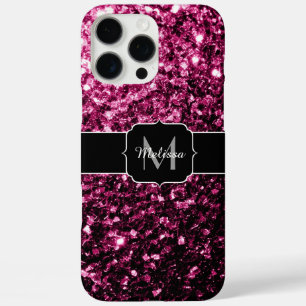 Funda iPhone 16 Pro Max Purpurina fino y brillante rosa oscuro brillante b