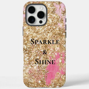 Funda iPhone 16 Pro Max Purpurina Girly Pink Gold